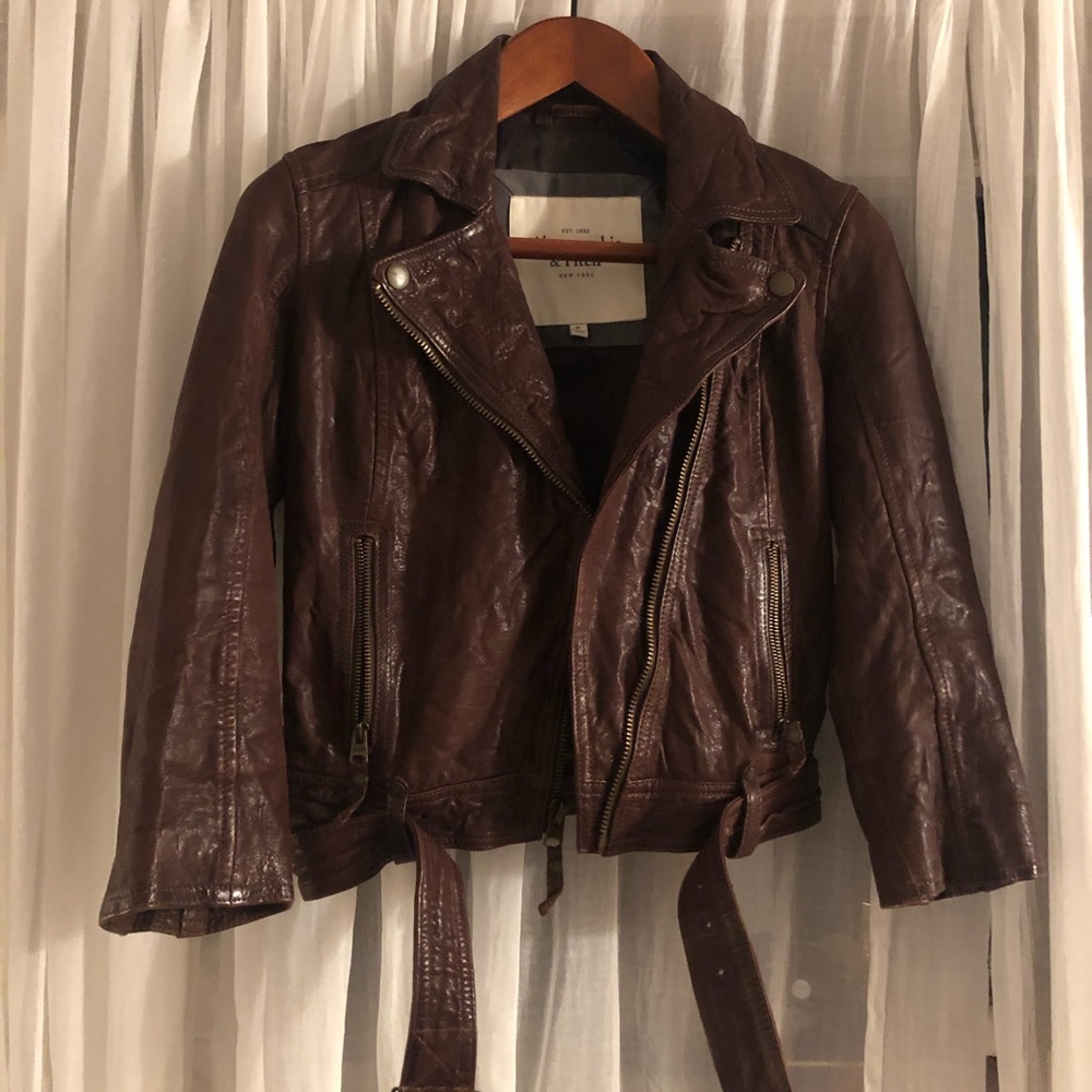100% genuine Leather Short Abercrombie Jacket